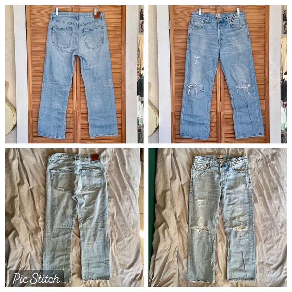 Jean Atelier denim jeans sz 8 luxury agolde destroyed pants straight leg grunge - Picture 10 of 17